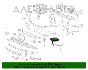 Решетка боковая переднего бампера правая Honda Accord 13-15 под ПТФ новый неоригинал