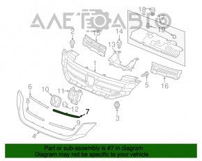 Grila radiatorului stânga sus Honda Accord 13-15 crom nou neoriginal