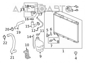 Rezervorul de expansiune al sistemului de răcire Honda CRV 17-22 2.0, 2.4 cu capac nou, neoriginal