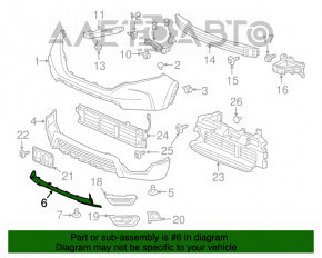 Накладка губы переднего бампера Honda CRV 17-19