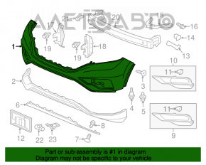 Бампер передний голый верхняя часть Honda CRV 15-16 рест
