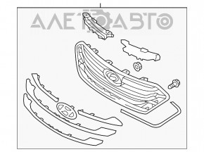 Решетка радиатора grill в сборе Hyundai Santa FE Sport 13-16 дорест