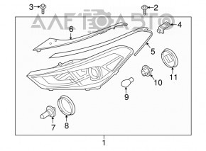 Farul dreapta față goală Hyundai Tucson 16-18 pre-restilizare halogen nou, neoriginal.