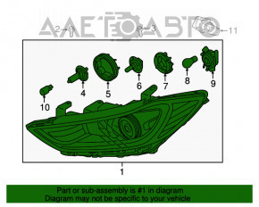 Фара передняя левая в сборе Hyundai Elantra AD 17-18 дорест галоген