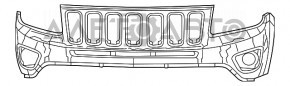Bara fata goala partea de sus Jeep Compass 11-16 noua neoriginala