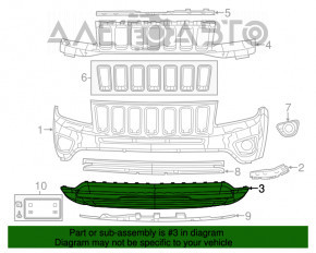 Bara fata goala partea de jos Jeep Compass 11-16 structura noua neoriginala