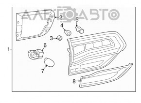 Lampa interioară pentru capacul portbagajului stânga Jeep Grand Cherokee WK2 14-21 crom nou neoriginal.