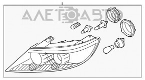 Farul dreapta față goală Kia Sorento 10-13 pre-restilizare nou, neoriginal.
