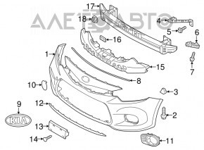 Крепление переднего бампера правое крыло Kia Forte 4d 14-18