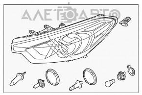 Farul dreapta față goală Kia Forte 4d 14-16 pre-restilizare halogen nou neoriginal.