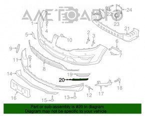 Moldură cromată pentru bara de protecție față dreapta Lincoln MKC 15- nouă, neoriginală