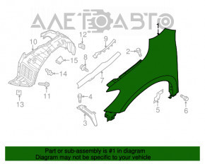 Aripa față stânga Nissan Pathfinder 13-20 nouă, neoriginală.