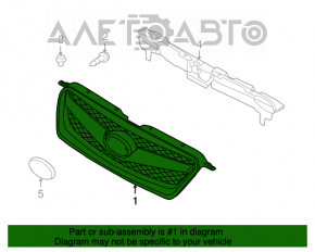 Решетка радиатора grill в сборе Subaru Outback 10-12 дорест без эмблемы