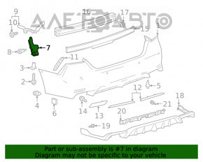 Suportul pentru bara spate stânga jos Toyota Camry v70 18- nou, neoriginal