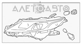 Фара передняя левая в сборе Toyota Camry v70 18-20 галоген + LED DEPO