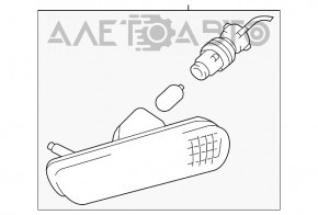 Semnalizator în bara față stânga pentru Lexus RX300 98-03, nou, neoriginal DEPO, Taiwan.