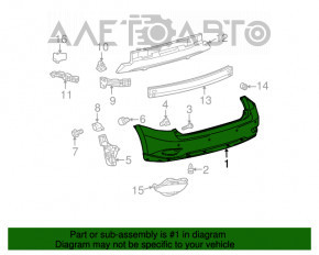 Bara spate goală Lexus RX350 RX450h 10-15 cu senzori de parcare, nouă, neoriginală