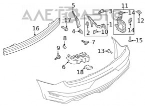 Suportul pentru bara spate de pe aripa stanga pentru Ford Mustang mk6 15-17 cabrio 2.3, 3.7