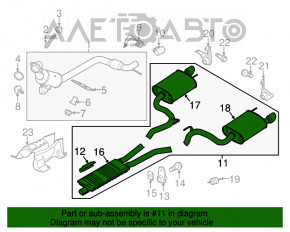 Выпускная трасса в сборе Ford Mustang mk6 15- 2.3T резонатор с бочками