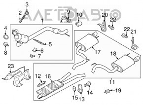 Выпускная трасса в сборе Ford Mustang mk6 15- 2.3T резонатор с бочками