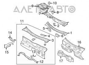 Решетка дворников пластик Ford Mustang mk6 15-