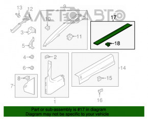 Capac prag exterior stânga pentru Ford Mustang mk6 15- cupe, neagră cu iluminare, zgârieturi