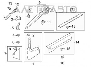 Capac prag exterior stânga pentru Ford Mustang mk6 15- cupe, închis, cu iluminare