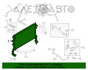 Radiatorul de răcire a apei pentru Ford Mustang mk6 15- 2.3T este îndoit.