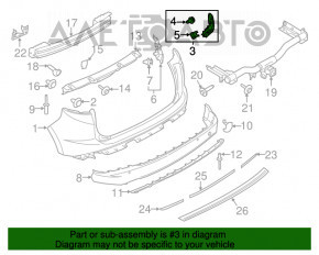 Suportul pentru bara spate dreapta de pe aripa Ford Edge 15-18 pre-restilizare.