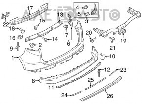 Buza bara spate Ford Edge 15-18 pre-restilizare, structura, cu senzori de parcare, fara carlig de remorcare, zgarieturi.