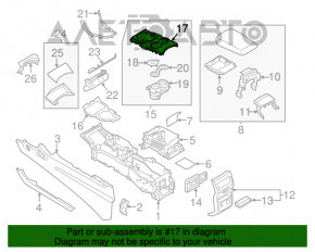 Capacul consolei centrale cu suport pentru pahar Ford Edge 15-18 negru tip 2, zgârietură, capacul rupt.