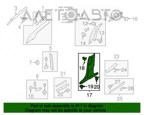 Capacul stâlpului central, partea de jos, stânga, Ford Edge 15- negru