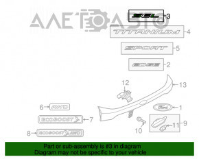 Emblema cu inscripția TITANIUM pentru ușa portbagajului de la Ford Edge 15-18