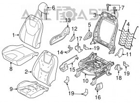 Scaunul pasagerului Ford Edge 15- fără airbag, piele neagră