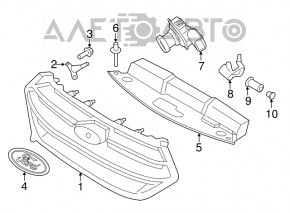 Grila radiatorului Ford Edge 15-18 cu fixare sport, neagra, noua, neoriginala