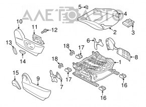 Scaun de pasager Mazda 6 13-15 fără airbag, manual, material textil gri, ușor ars