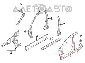 Bara caroserie centrală dreapta Nissan Versa Note 13-19