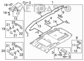 Manerul plafonului din spate dreapta pentru Mazda CX-9 16- gri.