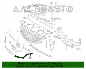 Молдинг решетки радиатора нижний левый Mazda 6 13-17 под галоген и ксенон