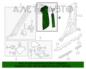 Capacul stâlpului central, curea superioară dreapta Mazda 6 13-17 gri nou OEM original