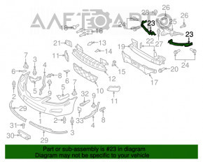 Suportul drept al bara de protecție față, lung, sub farul Mazda6 03-08.