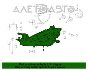 Фара передняя правая галоген Mazda6 09-13 голая usa