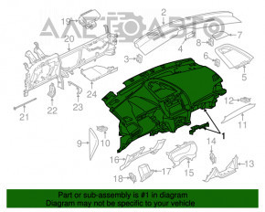 Panoul frontal al torpilei fără AIRBAG pentru Ford Edge 15-18, negru, start-stop, cu compartiment de depozitare și airbag pentru genunchi.