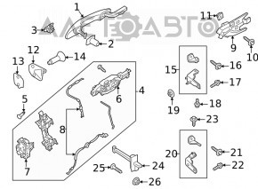 Buclele ușii din față dreapta superioară Ford Escape MK4 20-