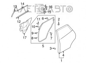 Ușa goală din spatele stâng al Nissan Murano z51 09-14