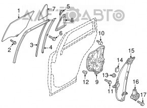 Geam triunghiular ușă spate stânga Mazda CX-5 13-16