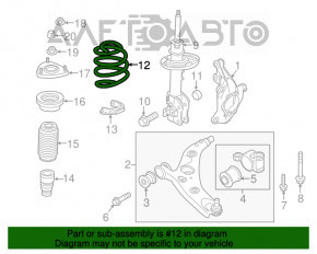 Arcul de suspensie frontal stânga Mazda CX-5 13-16, rigiditate verde-rosie