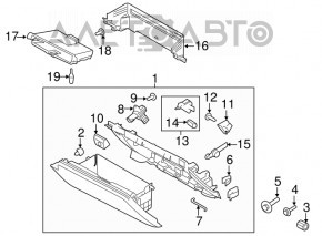 Перчаточный ящик, бардачок Ford Mustang mk6 15- черный с AIRBAG