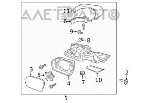 Oglindă laterală stângă Ford Explorer 20- 13+2 pini, semnalizator, încălzire, cameră, BSM, iluminare, neagră, crăpată în semnalizator.