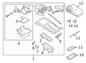 Consola centrală cu cotieră și suporturi pentru pahare pentru Ford Explorer 20- negru